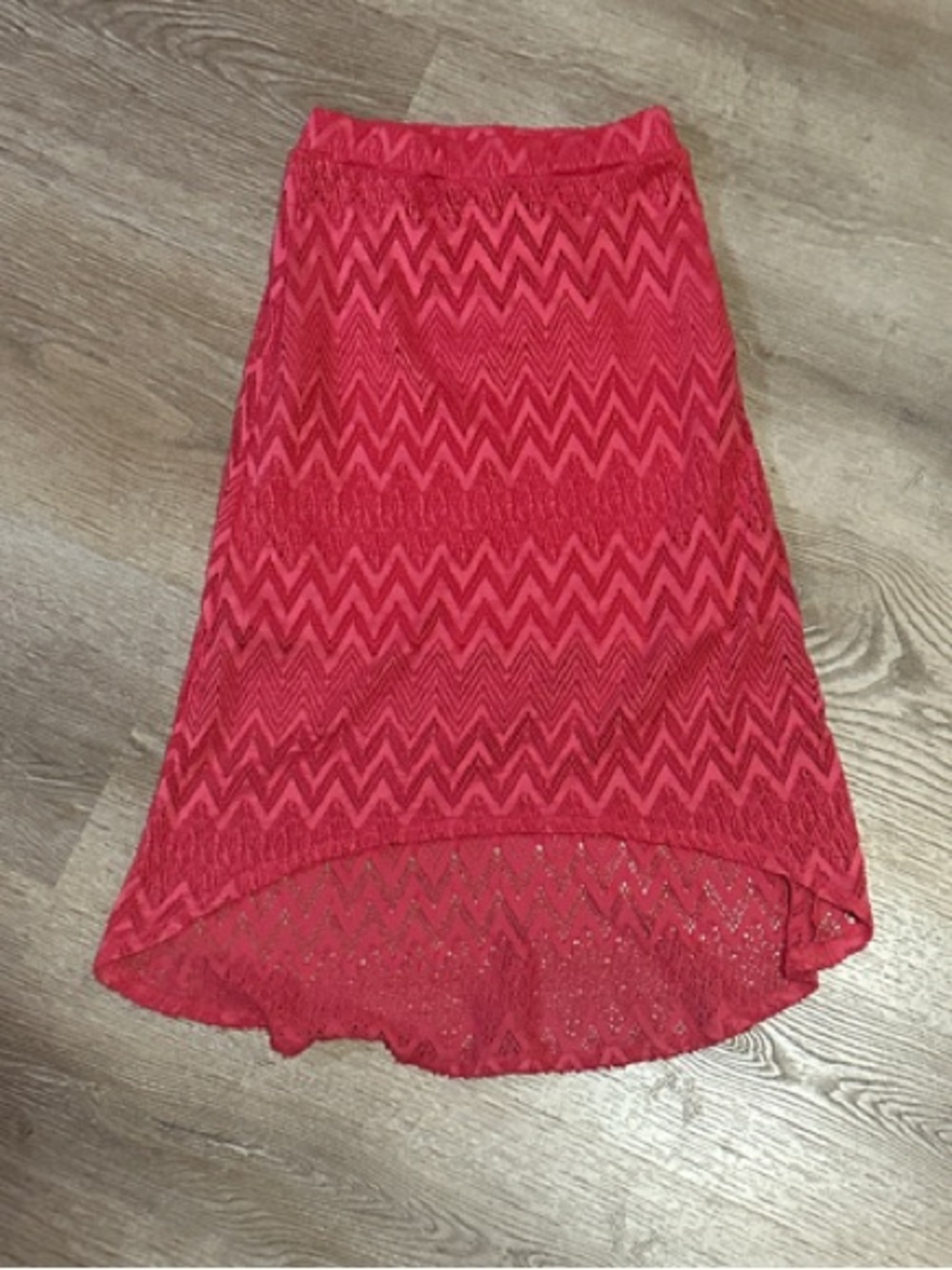 Lily Bleu Chevron Knit High-Low Skirt in Red. Worn once.
